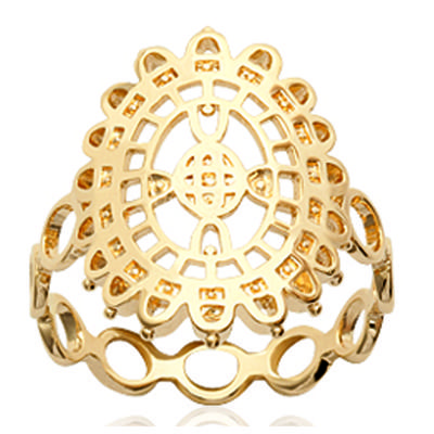 Gold Plated Ring 'Choreography' Golden - 20x16 Mm