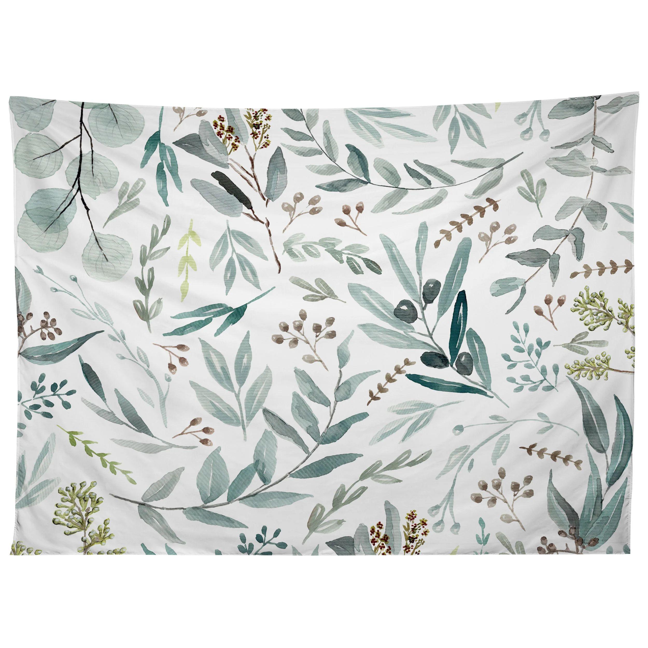 Tapestry of botanical eucalyptus leaves 75x100