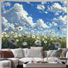 Boho Floral Daisy Tapestry Wall Hanging Cottagecore Nature Art Field Sky Cloud Mural Decor Living Room