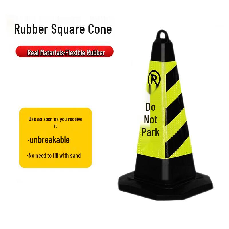 Reflective Rubber Traffic Cone with No Parking Sign