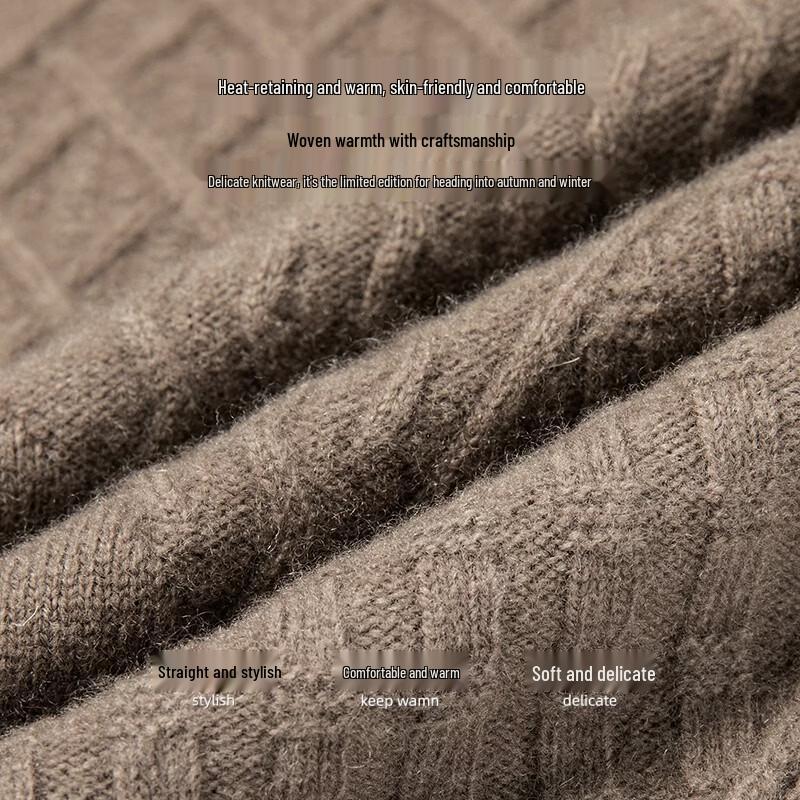 Hengyuanxiang Men's Pure Wool High-Neck Pullover Sweater