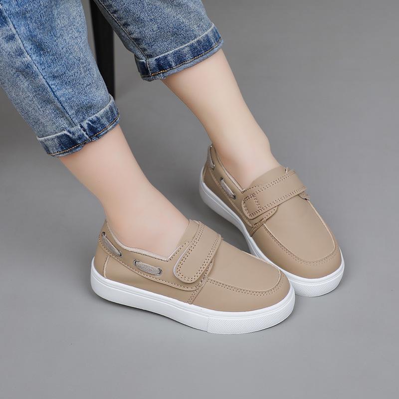 Korean Style Low-Top Leather Slip-On Loafers for Boys & Toddlers - Soft Sole Casual Shoes