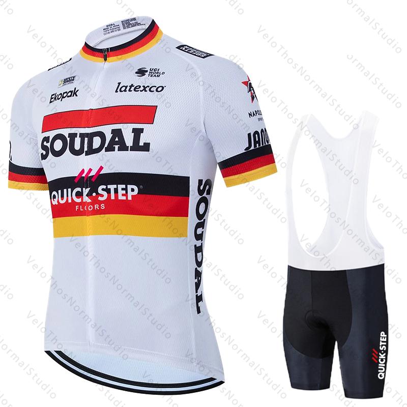Quick Step Cycling Jersey Set Short Sleeve and Bib Shorts Pro Race Bicycle MTB Ropa Maillot Cycling Clothes Quick-drying