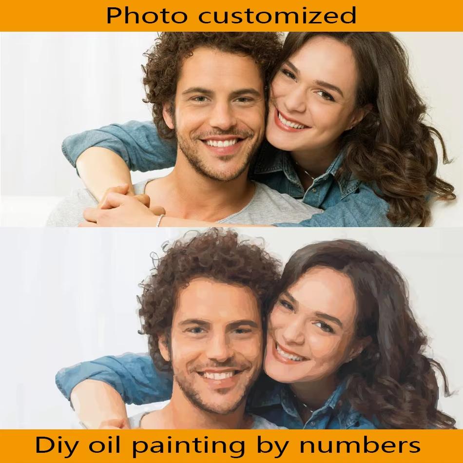 Personalised Photo Custom Painting by Numbers For Adults Oil Picture Acrylic Paint By Number Kits On Canvas Personality Gift