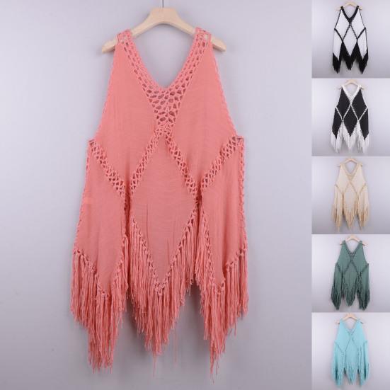 

Сексуальное бикини без рукавов с V-образным вырезом и кисточками, купальник с нерегулярной шеей, прикрытие для отпуска