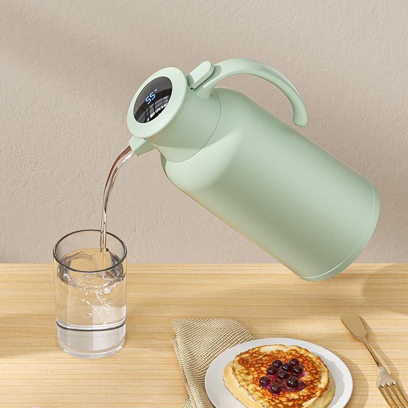 Portable Thermos Flask with Temperature Display, Large Capacity, Glass Liner, Insulated for Home, Dorm, or Travel Use