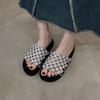 Sheepskin version~ Hand-woven fishing net hollow thick-soled beach shoes women's leather versatile casual round toe sandals