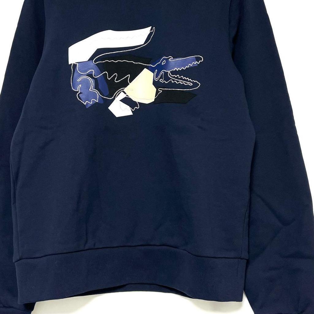 Used LACOSTE 22SS Stitch & Print Crocodile Sweatshirt Navy M