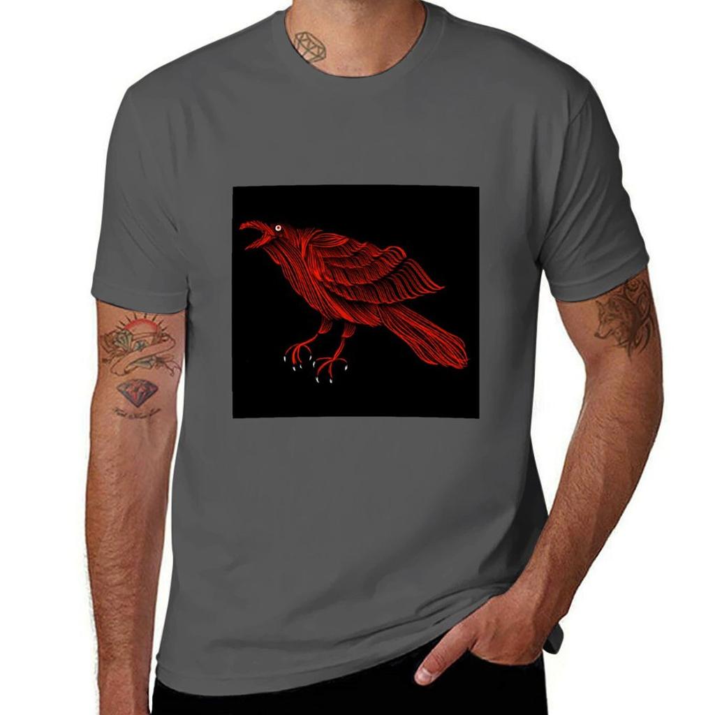 Red Goth Raven Tshirt Casual Work Wear Tshirt