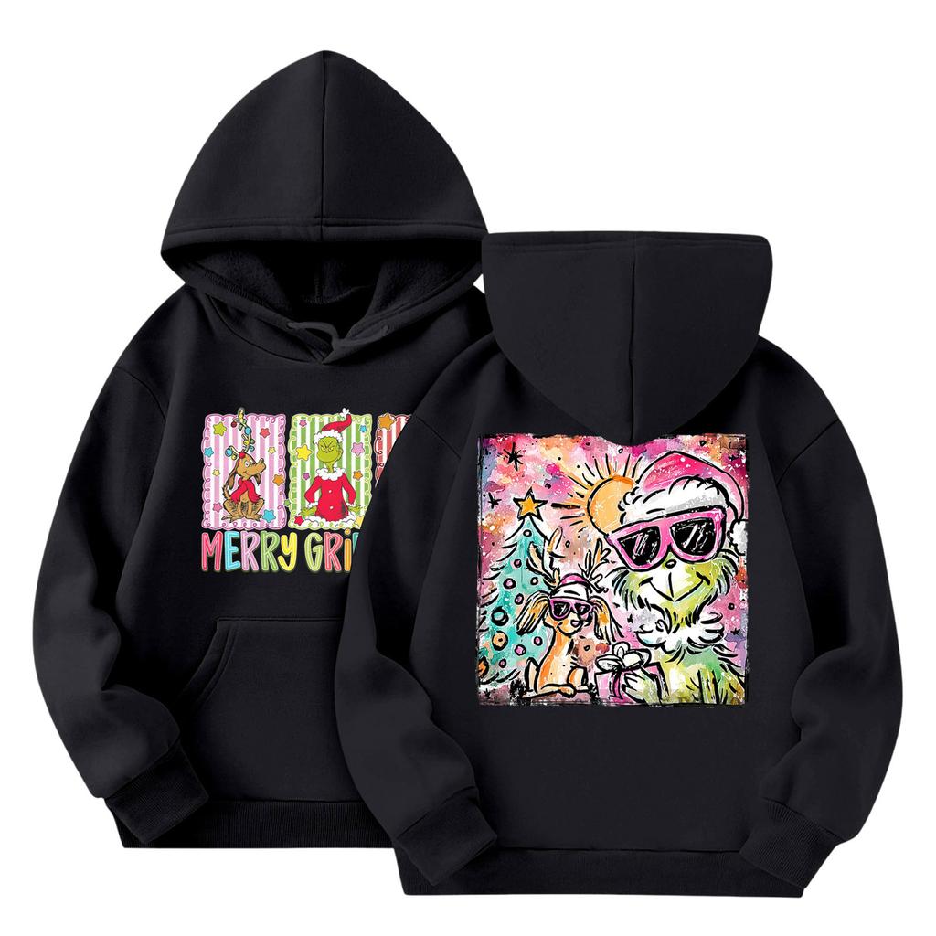 Child Fashion Lightweight Long Sleeve Pullover With Pockets  Print Hoodie