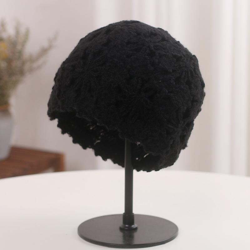 

Нишевая ретро литературная кружевная цветочная ажурная шляпа женская милая модная вязаная шерстяная шапка меховая шапка 55-60cm