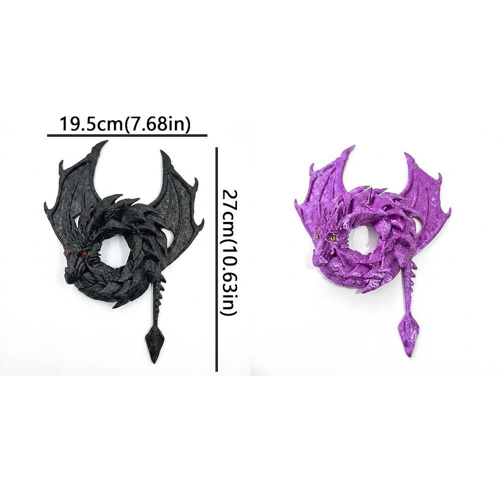 Gothic Fantasy Dragon Wreath Ornament Dark Style Dark Flying Dragon Sculpture Bedroom