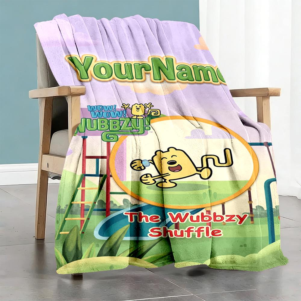 Wow! Wow! Wubbzy Customize Your Name Blanket Lightweight Customizable Blanket Durable Comfort Suitable for Bed Sofa Office Livingroom All-Season Use