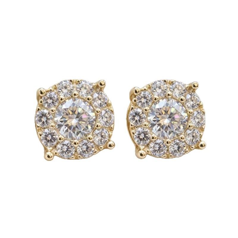 Full of zircon ears, popular hip-hop four-claw round earrings, simple commuter versatile women's earrings