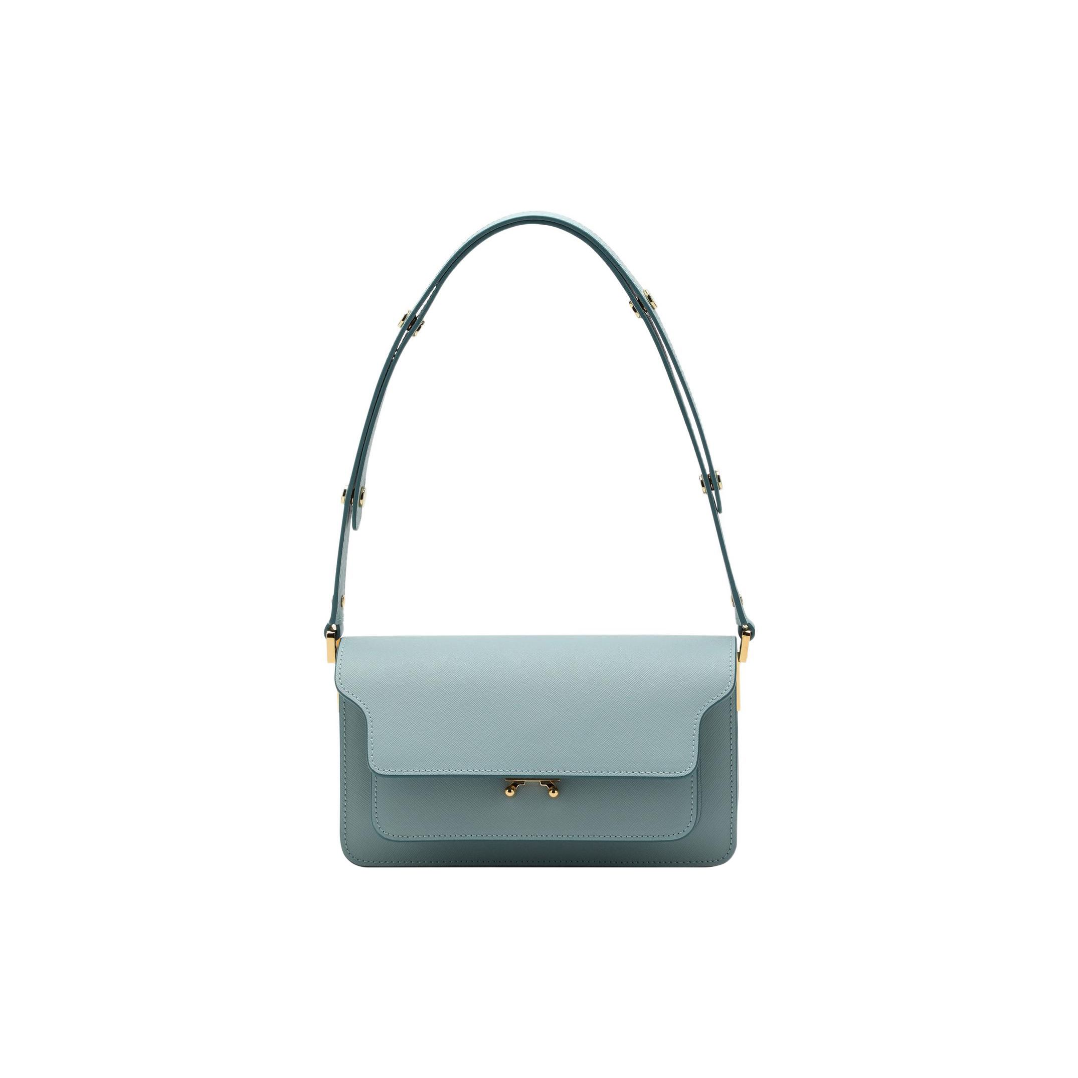 

Marni Trunk Simple Solid Color Adjustable Shoulder Strap Calfskin Crossbody Bag Women bags Light-Blue SBMP0121U0LV520Z602B Basic Set (Bag+Dust Bag)