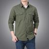 Lente en Herfst Lange Mouw Shirts Katoen Multi-zak Militair Uniform Plus Size Heren Casual Shirt Dunne Sectie