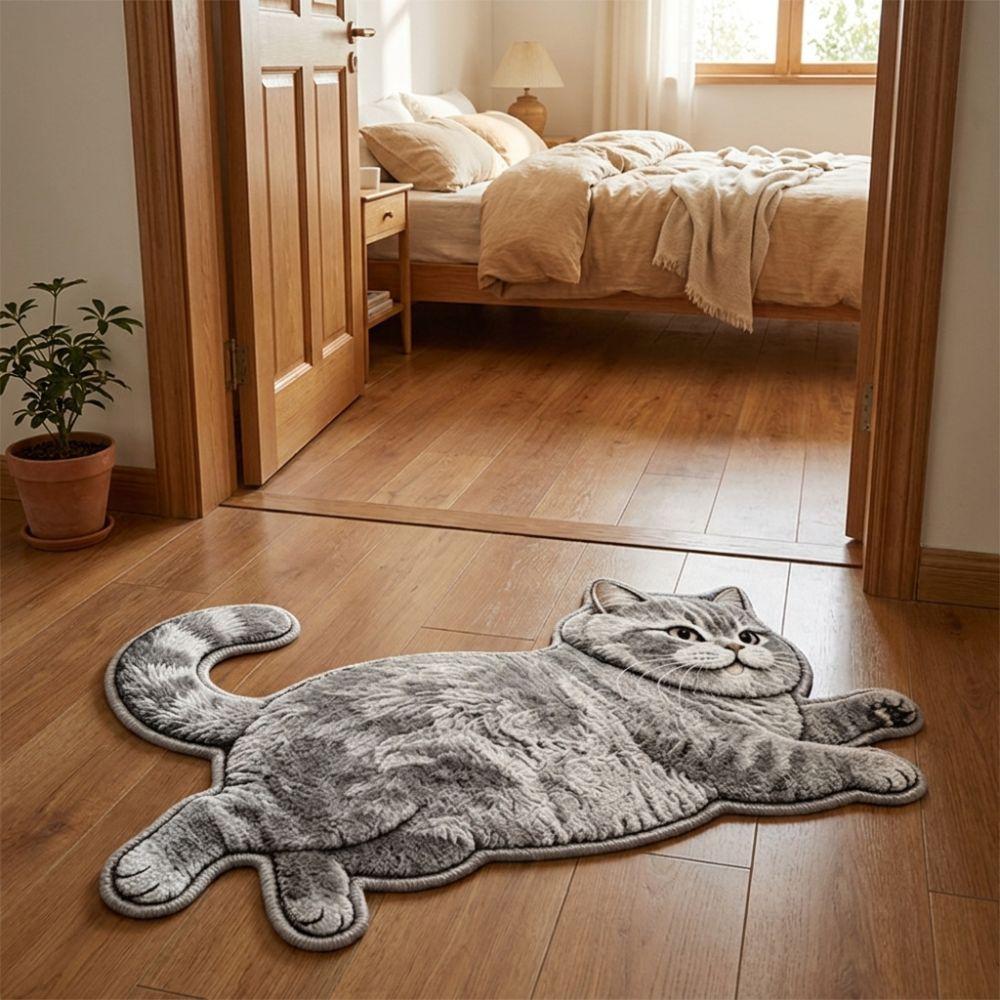 Non-Slip Home Decor Carpet 2D Cartoon Carpet Soft Cat-Shaped Area Rug  Bedrooms