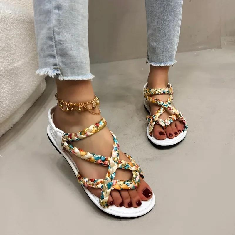 Fashion Ladies Shoes New Hot Sale Slip On Women's Sandals Fashion Printing Casual Women Summer Footwear Best Seller Designer Flat Sandal