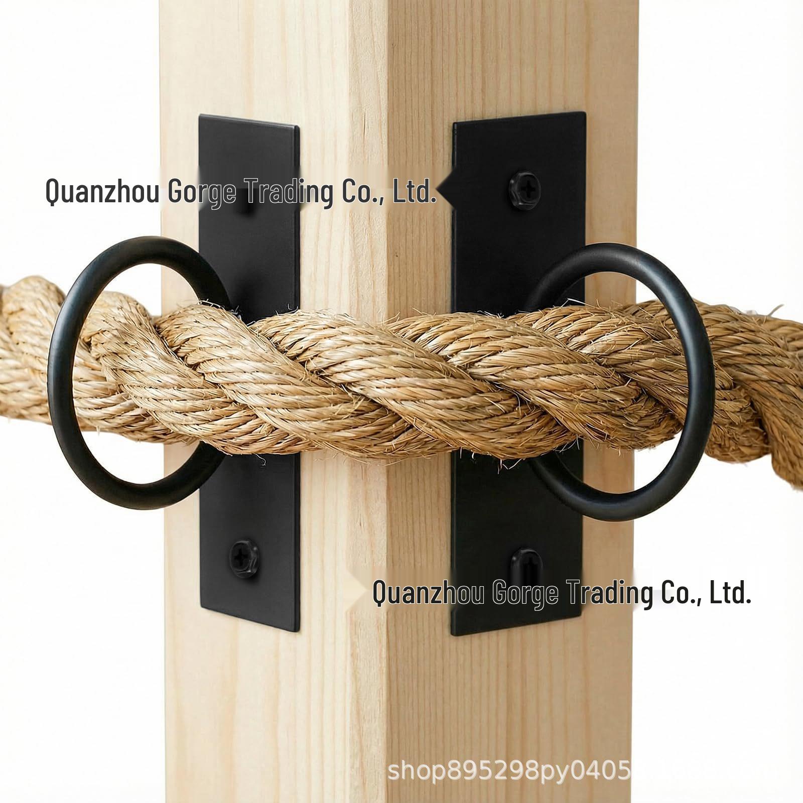 

Black Iron Ring Rope Support Set, 5-Piece 2-Inch, Hemp Rope Fence Anchor, Stair Handrail.