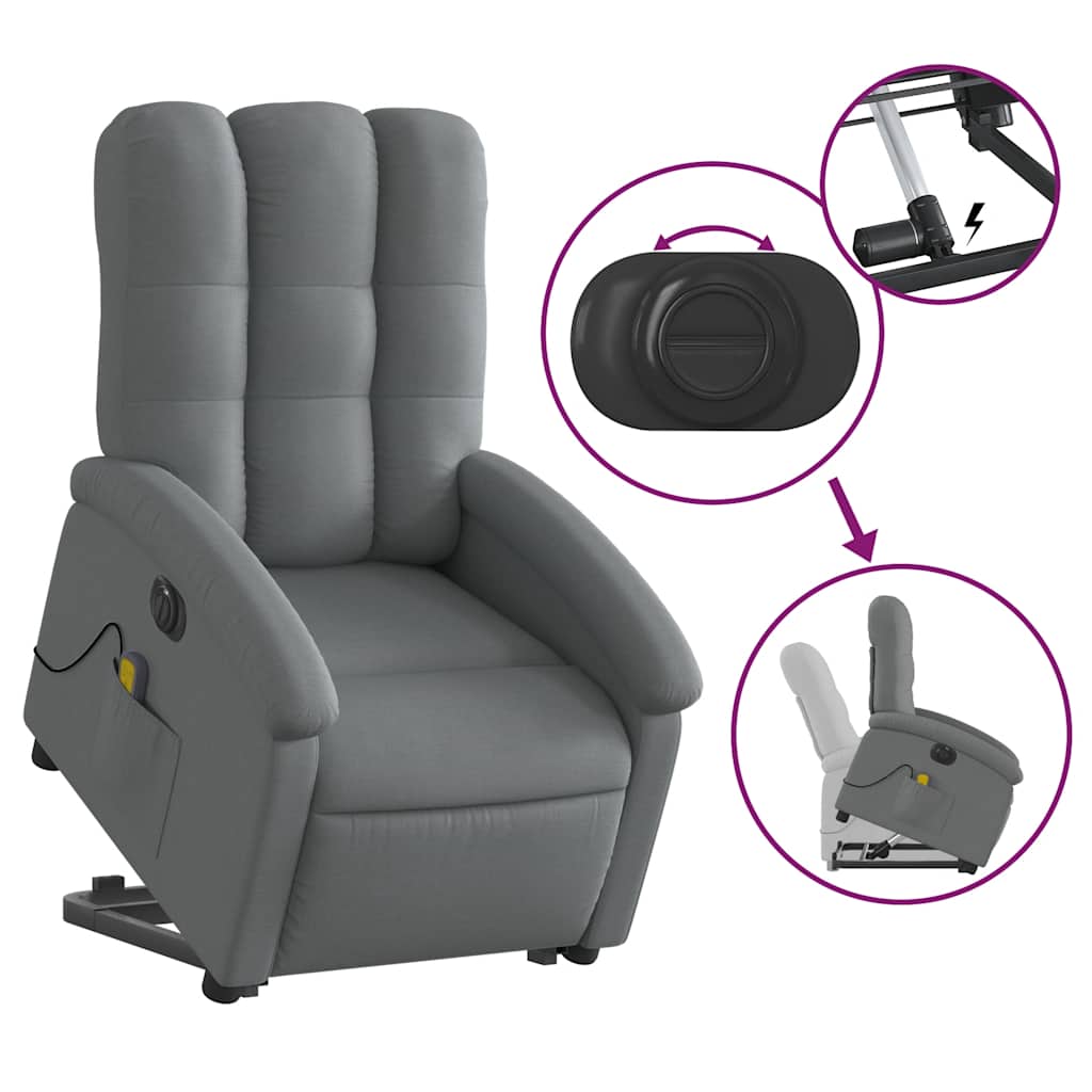 Vidaxl Lift-up Massage Chair, Electric, Reclining, Dark Grey