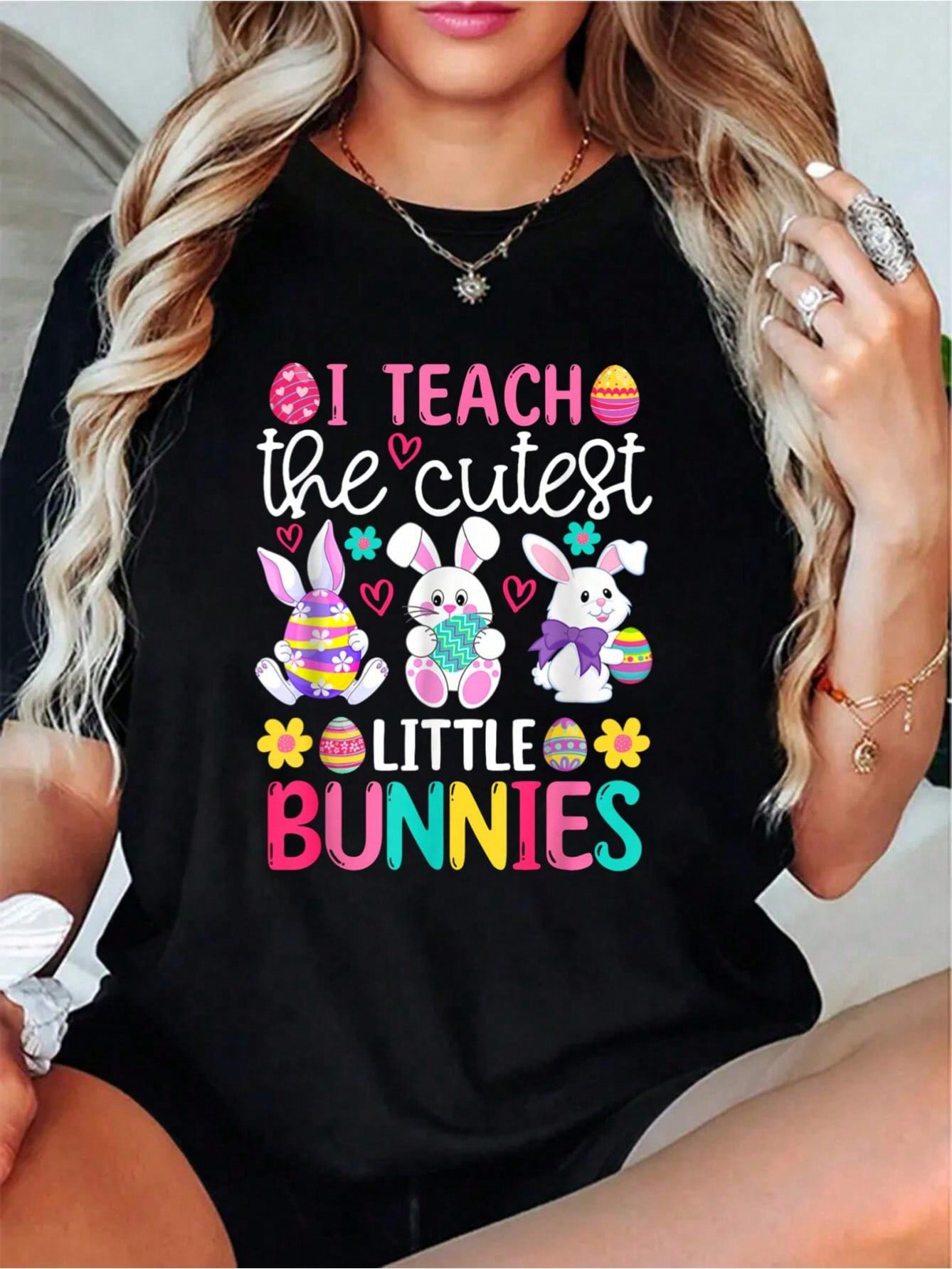 I Teach The Cutest Little Bunnies Easter T-shirt M