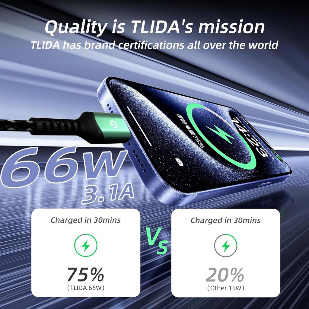 USB C Charger Cable 3A Fast Charging, for iPhone 17/pro 3ft Braided Nylon Type C to USB A Cable, Durable & Tangle-Free, Compatible with Samsung