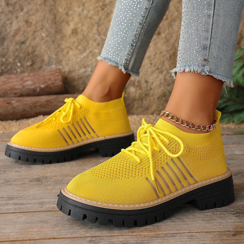 Übergrößen Schuhe für Damen 36-43 Sommer Frühling 2026 Damen Mesh Atmungsaktiv Bequem Schnürung Plateau Flats Sneaker Damen