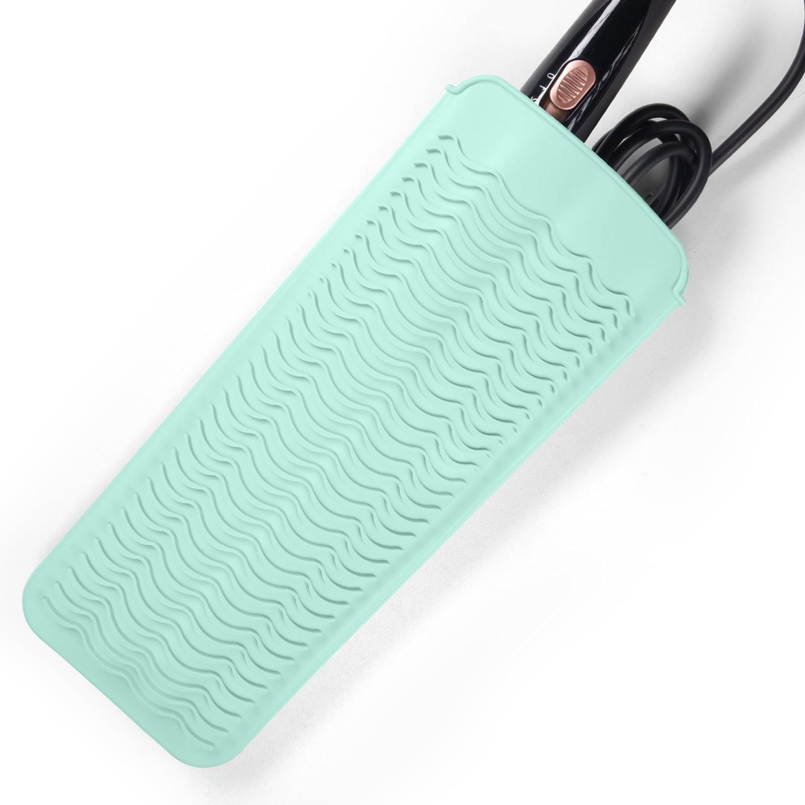 

Дорожный коврик для выпрямителей, термостойкий коврик для щипцов для завивки, стойка для выпрямителей для волос, термостойкий коврик для выпрямления и укладки волос One Size циан