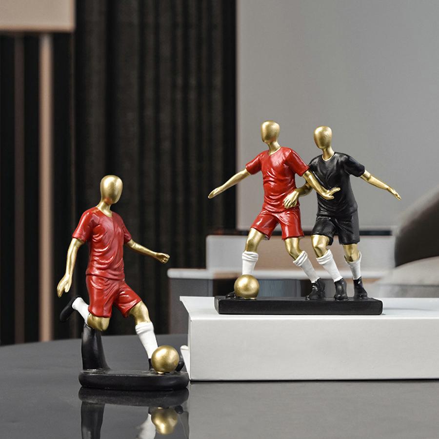 Funny Football Sport Lover Soccer Fans Kick The Ball Style Action Figure Statues Home Ornament Sculpture Desk Decor Figurine Toy