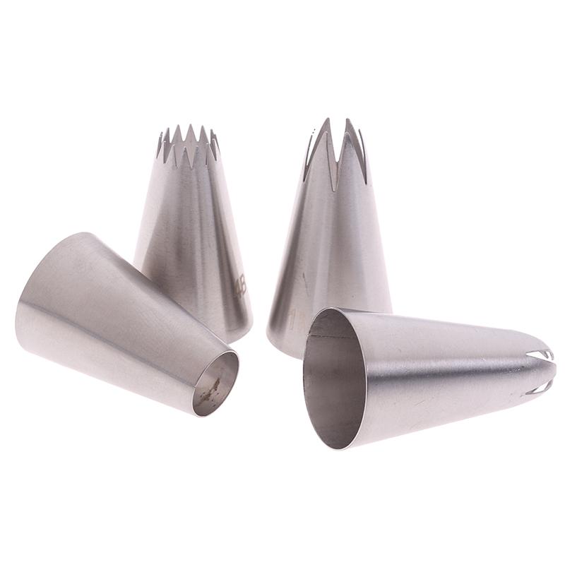 4 Stück Große Spritztüllen Gebäckspitzen Backwerkzeuge Kuchen Set Edelstahl