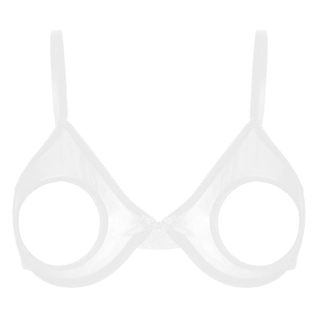 Soutien-gorge pour femme en maille transparente avec armatures Design ouvert ajouré Bretelles réglables Lingerie Brassière