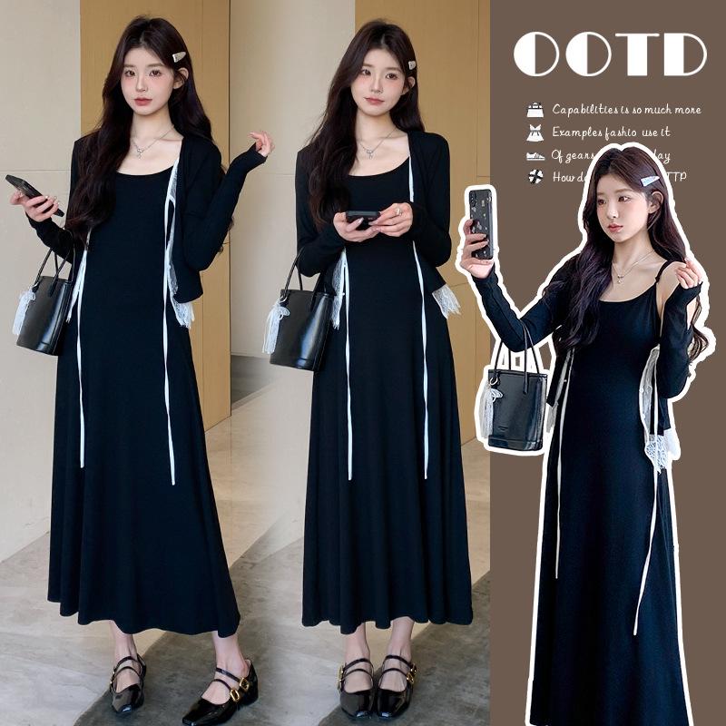 2026 Spring Lace-Trimmed Camisole Long Dress Set M