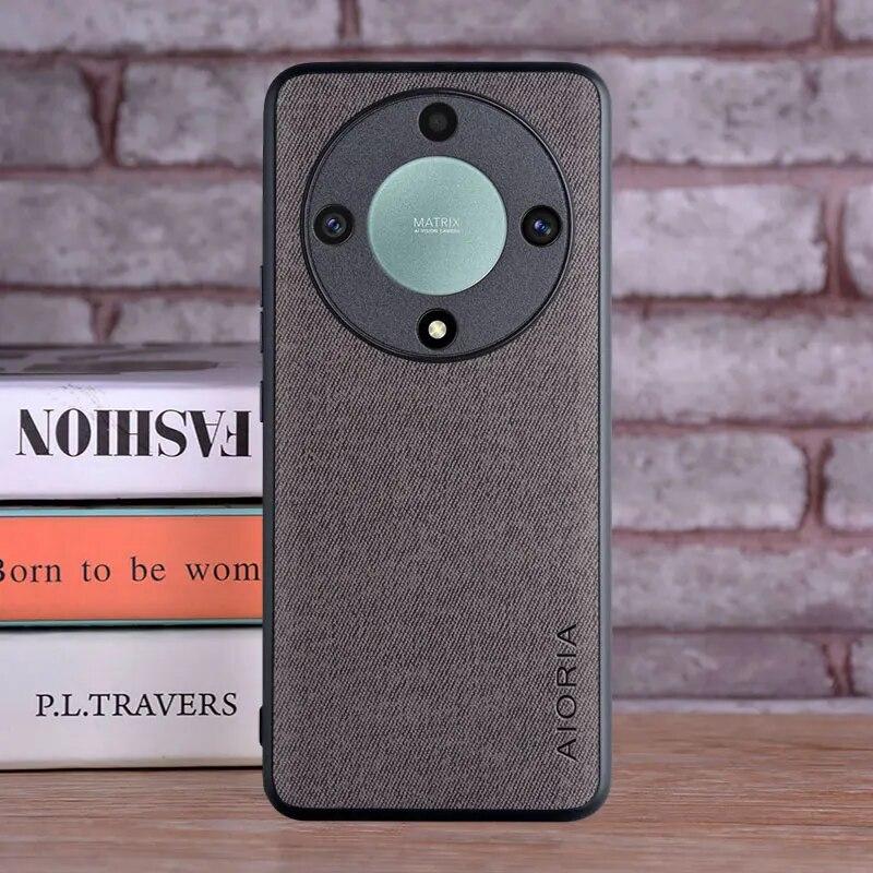 

Чехол для Honor Magic 5 Lite Pro, чехол, роскошный текстильный кожаный мягкий чехол для телефона, чехол для huawei Honor Magic6 Lite Pro X9b, чехол-капа Honor X9b темно-серого