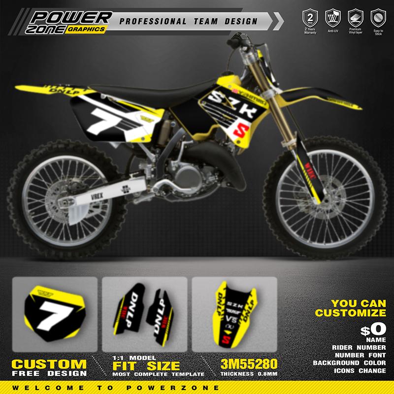 PowerZone Custom Team Motorcycle Graphic Decal Stickers Kit For SUZUKI RM250 2001-2012 RM125 250cc Name Number Custom