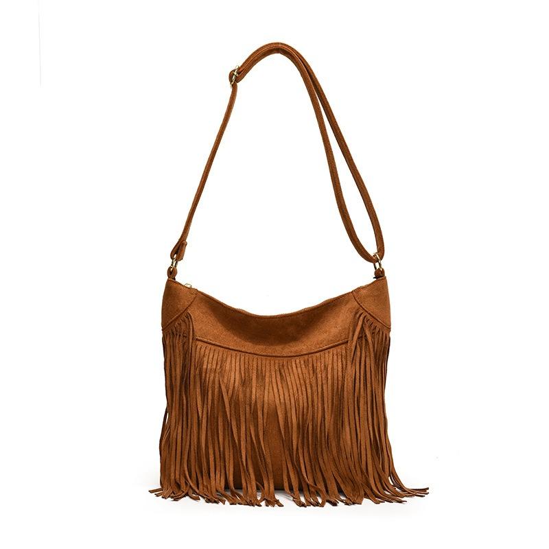 Personalized Design Sense Niche Retro Fringed Bag Women's Autumn Imitation Suede Messenger Bag Versatile Shoulder Bag