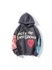 Kanye Unisex Heart Letter Graffiti Hoodie - Plush, Couple Style Sweatshirt