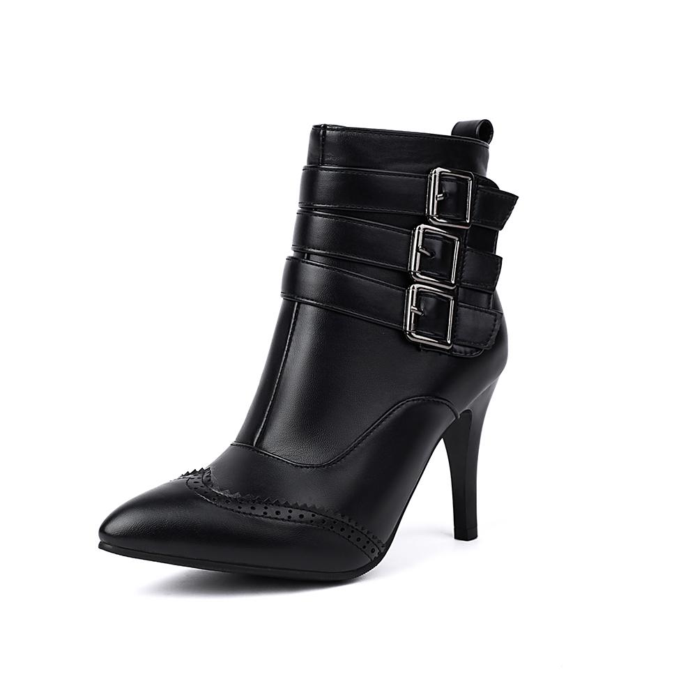 Red Black Women Ankle Boots High Stiletto Heel Big Size 46