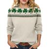 LXF-YT52 Saint Patrick's Day Fair Isle Pullover Sweater - Long Sleeve, Spring and Autumn Fashion.