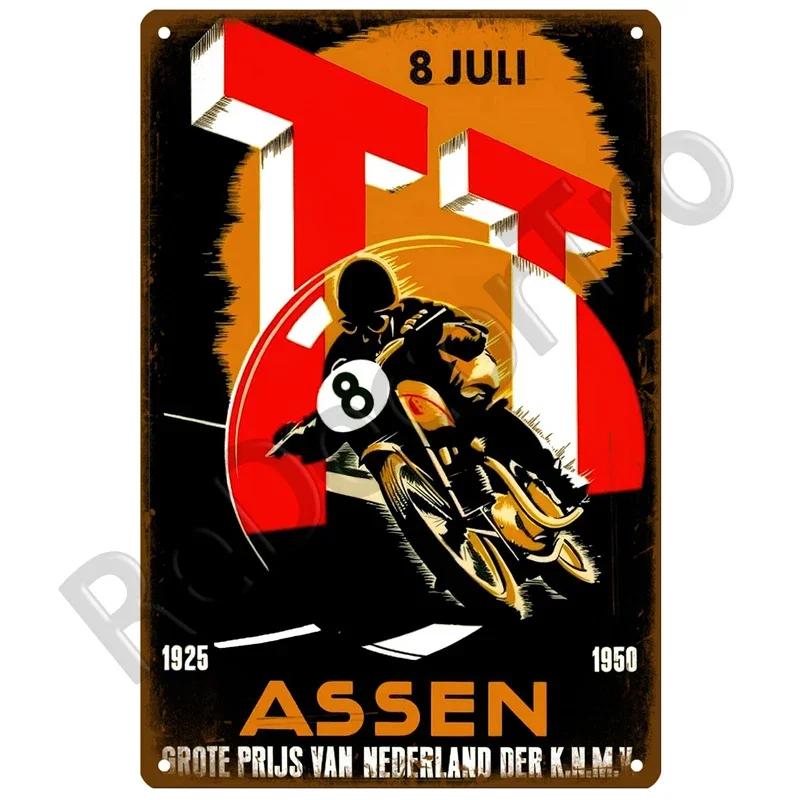 TT Races Vintage Wall Poster Vintage Retro Wall House Restaurant Decoration Plaque Metal Wall Decor Art Metal Sign Tin Sign ISLE