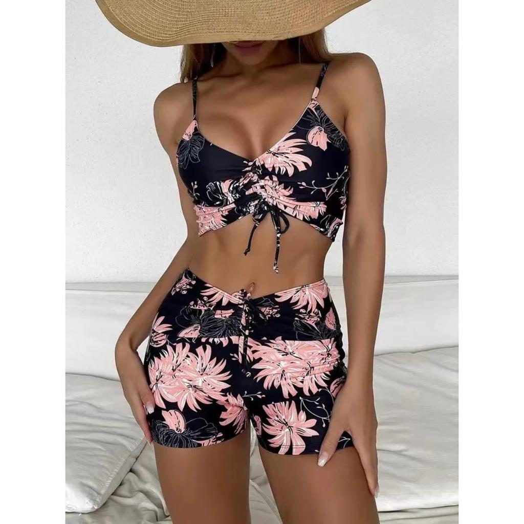 High Waist Bikini Swimsuit Women 2024 Push Up Bikini Floral Swimsuit Print Bikini Boxers Swimwear Swim Trunks Bathing Suit