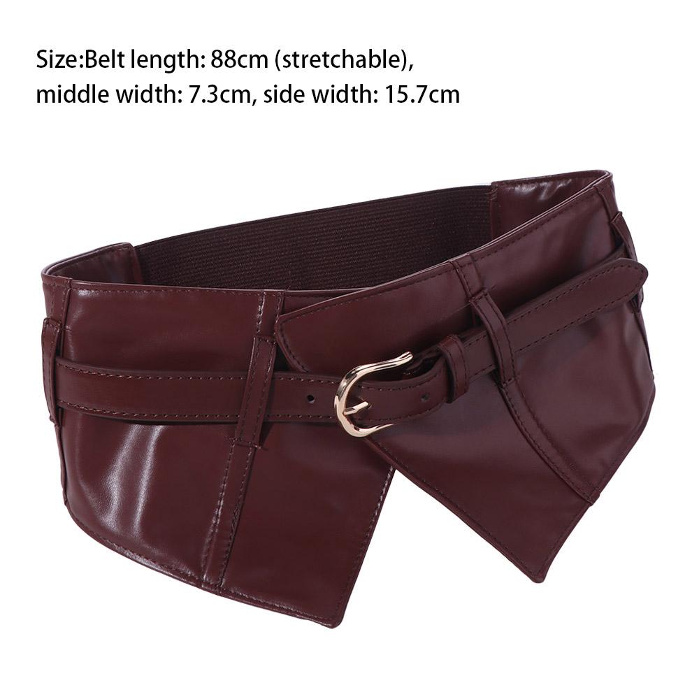 PU Leather Elastic Cummerbunds Adjustable Waist Corset Elegant Wide Belt  Outfits