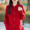 Women's Pure Wool Knit Cardigan Jacket - Spring/Autumn 2025 POLO Collar, Korean Style, Slimming, Loose Fit, Button-Up Sweater