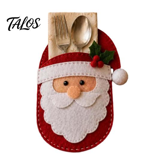 Felt Flatware Organizer Christmas Cutlery Holder DIY Kit, Holiday Pouch Craft Santa Napkin Set, Handmade Utensil Sleeve for Dinner Table, Xmas