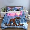 Tiger Family Winter Decor Multiple Sizes Kid'S And Adults' Bedroom Exquisite 3Pc Bedding Set, Gift