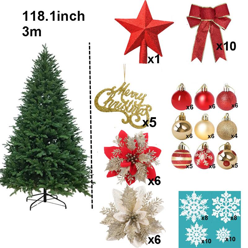 2.1/2.4/3m Large Christmas Trees Set DIY Christmas Tree Decoration Home Decor Party Holiday Ornament Red Christmas Tree Dropship