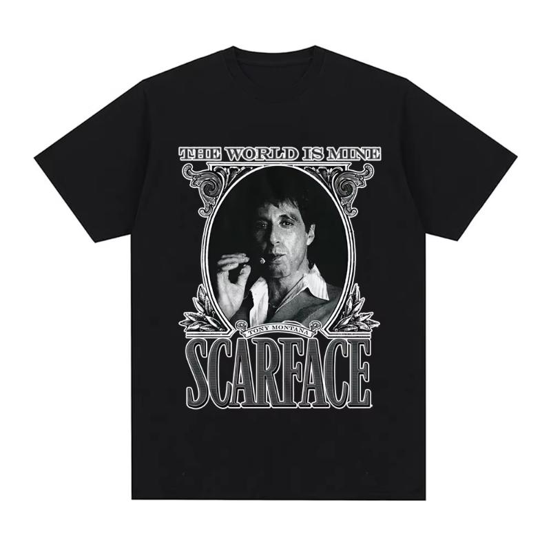 Scarface The World Is Mine Crime Movie Al Pacino As Tony Montana T-shirt Men's Fashion Vintage Punk Gothic T-shirts Ins Y2k