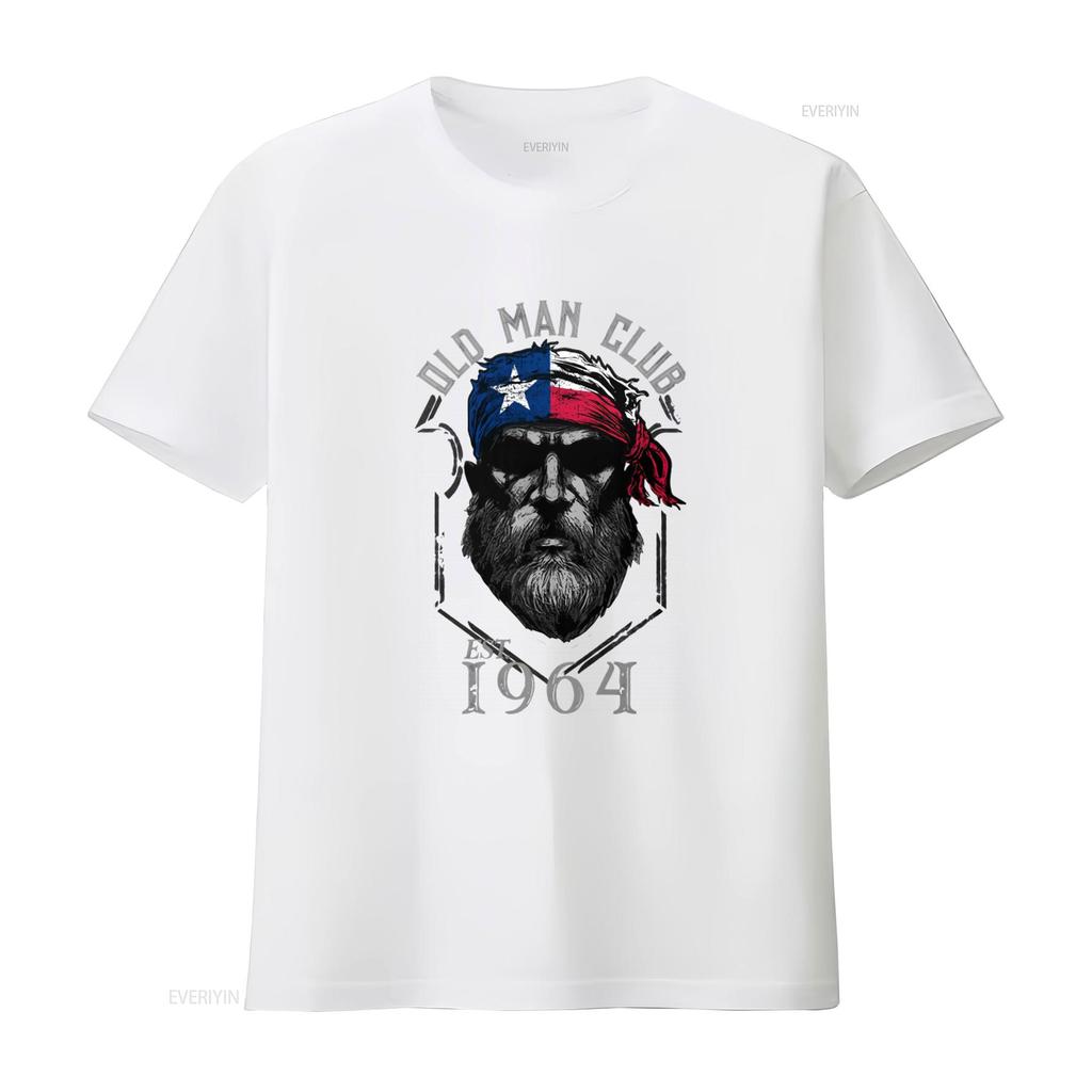 1964 Texas Old Man Club Vintage T Shirt Cotton Crew Neck with Patriotic Bandana Print Vintage Washed Designer Clothes
