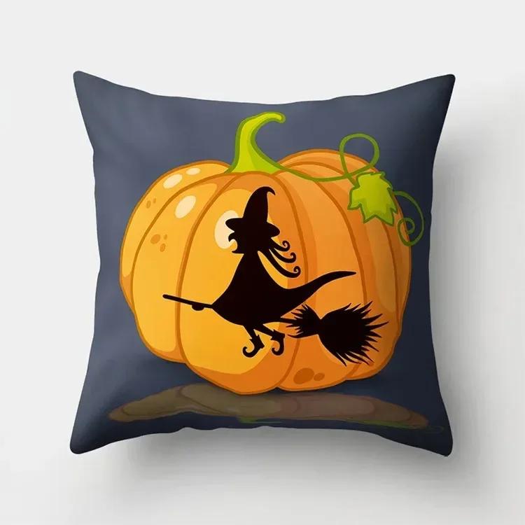 Halloween Witch Ghost Pumpkin Printing Catable Is Suitable for Family Living Room Sofa Room Decoration Pillow Sleeve