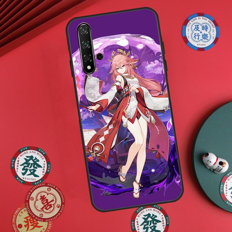 Genshin Impact Yae MIko For Huawei Nova Y73 Y72 Y90 Y70 Y60 Y91 Y61 12s 12i 11i 8i 9 10 SE P40 Lite P60 P30 Pro Case