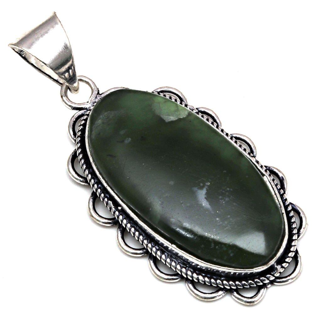 

Подвеска с драгоценным камнем вассолит, подарок для нее, серебряное украшение 2 дюйма